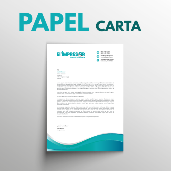 Papel carta personalizado Imprimir Papel de Carta A4