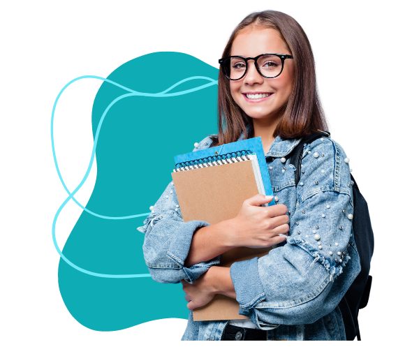 Copistería online en Zaragoza | Estudiante con apuntes en los brazos