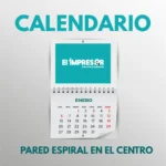 calendario de pared horizontal con espiral en el centro